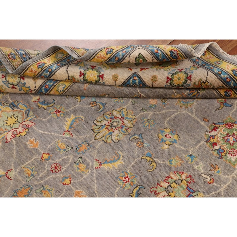 Floral Oushak Oriental Area Rug Hand-Knotted Wool Carpet - 6'6" x 9'8"