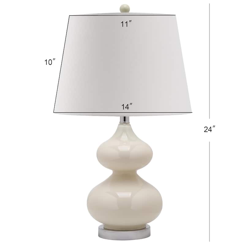 SAFAVIEH Lighting Kimberely 24-inch Double Gourd Glass White Table Lamp (Set of 2) - 14"x14"x24" - 14Wx14Dx24H