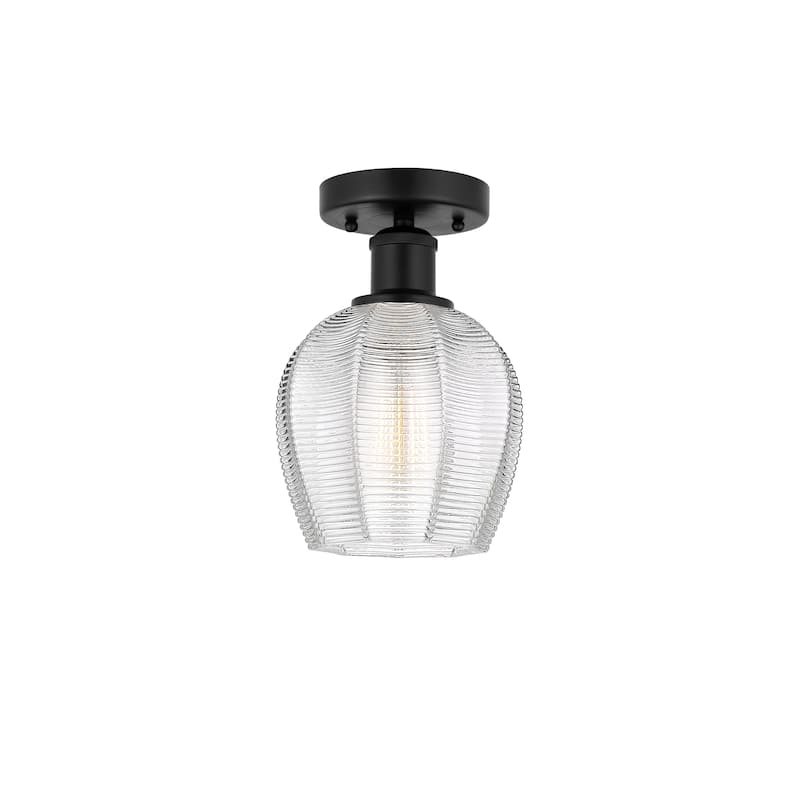 Innovations Lighting Edison Norfolk - 1 Light 6" Semi-Flush Mount - Clear/Matte Black