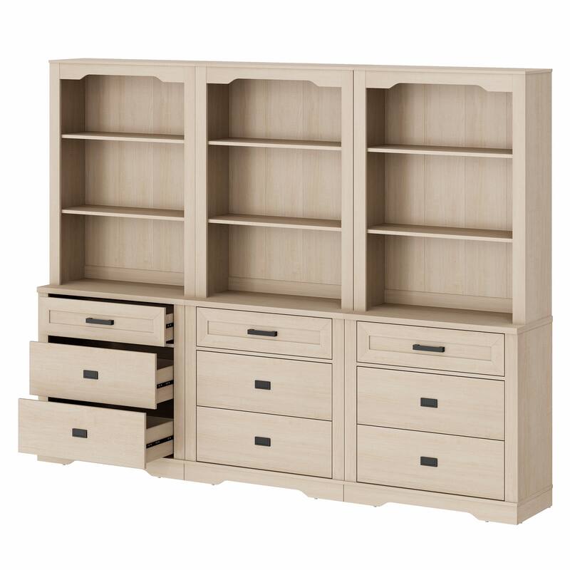 3 Tier Bookcase with Drawer,73.3" Tall Floor Standing Bookshelf