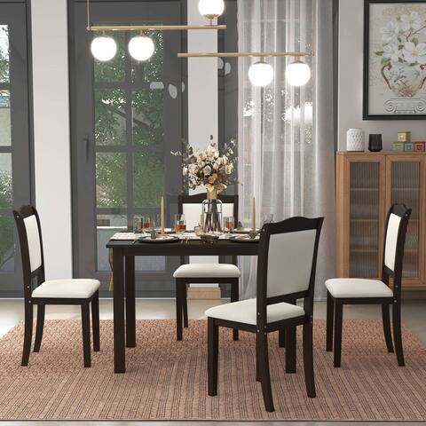 Simple Style 5-Piece Wood Dining Table Set