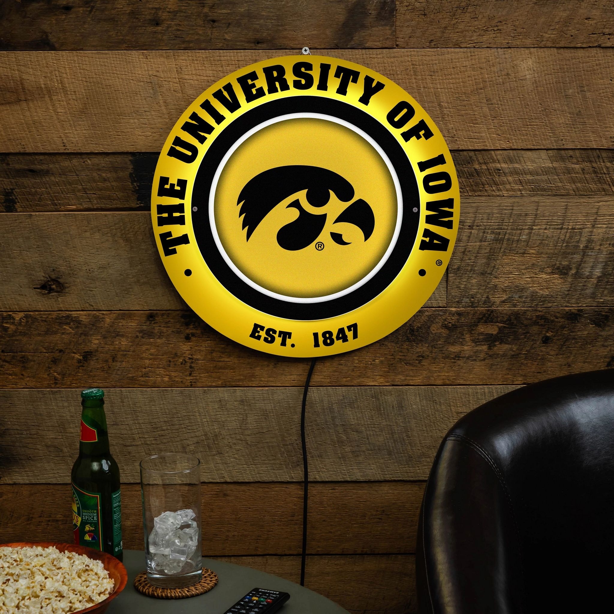 University of Iowa LED Metal Lit Wall Sign Decor