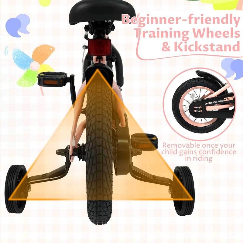 Costway 14" Kids Bike with Removable Training Wheels Adjustable Seat & - See Details