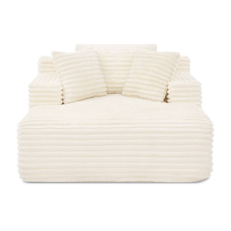 Roomfitters Living Room Compressed Chaise Lounge Foam Sofa Bed, Fluffy Corduroy Upholstered Cloud Couch with Deep Seat