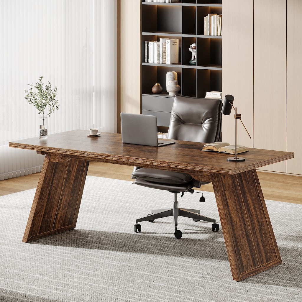 70.87-Inch Executive Desk with Slanted Legs