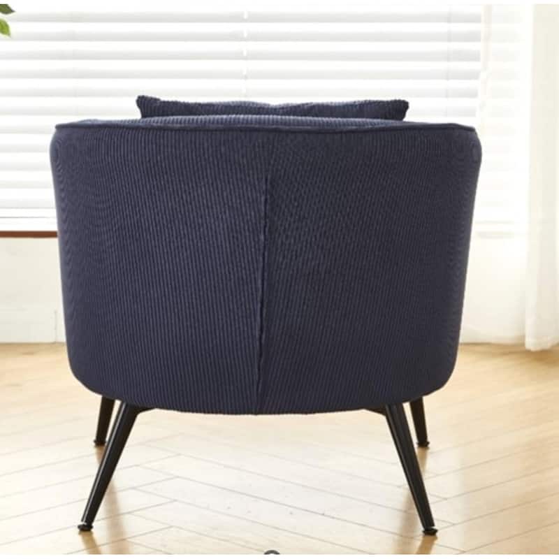 Modern Channel Corduroy Velvet Accent Chair with Black Metal Legs Luxurious Design and Comfortable Seating Ideal