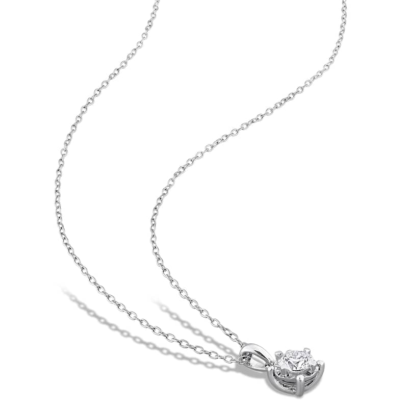 Miadora Sterling Silver Lab Grown Diamond Solitaire Necklace 1/10 to 1ct tw (GH VS1;VS2)