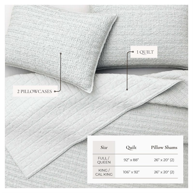 Linery & Co. Cotton Honeycomb Waffle Garment Washed Quilt Set