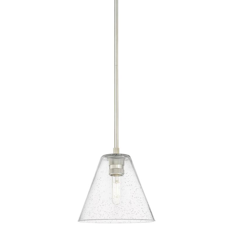 Innovations Lighting 434-1S-8-8 Crown Point Pendant Cone Crown Point - Polished Nickel / Seedy