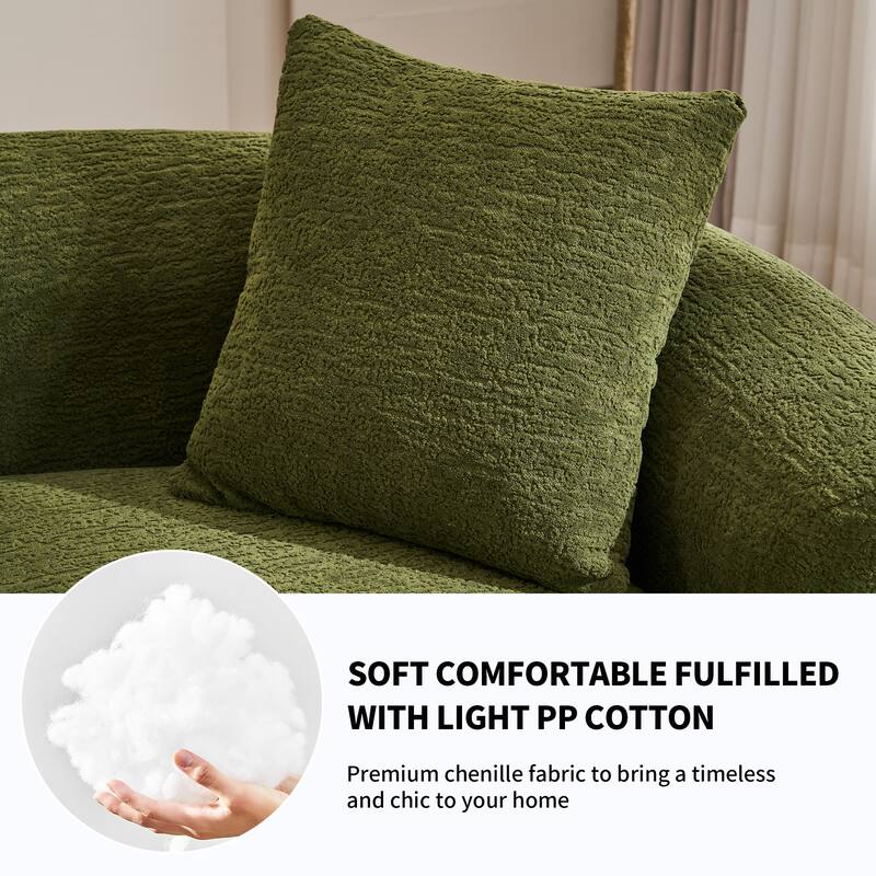 Chenille Floor Standing Curved Sectional Sofa Modular Lounge Sleeper Couch Full Compression Sponge Sofa with Pillows