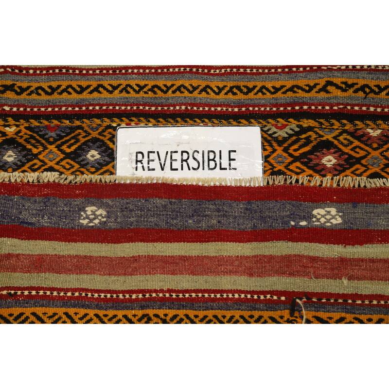 Hand Woven Oriental 100% Wool Carpet Southwestern Tribal Multi-Colored Kilim Area Rug - 8' 5'' X 5' 6''