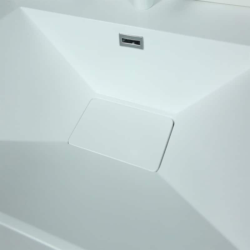 31.5" Single Sink Vanity In Neutral Finish With White Composite Granite Top