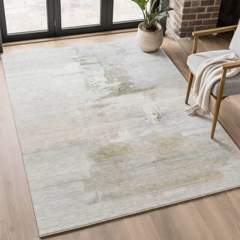 Premium Washable Super Soft Abstract Mayfield Rug - Linen - 10' x 14'