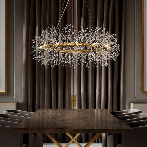 slide 11 of 17, Interior Decor 12-light Stainless Steel Crystal Firework Chandelier Antique Bronze