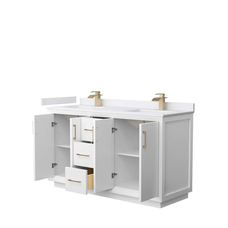 Strada 60-Inch Double Vanity Set, Cultured Marble Top