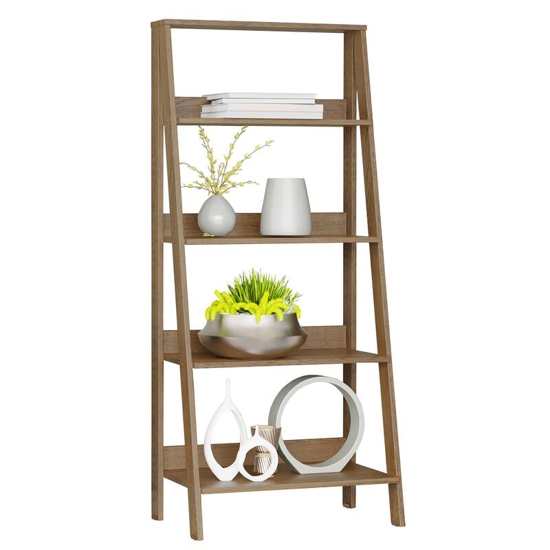 Madesa Modern 5-Tier Ladder Shelf Pantry Storage Space 24 Inch Free Standing Bookshelf Home Office Study Room and Kitchen