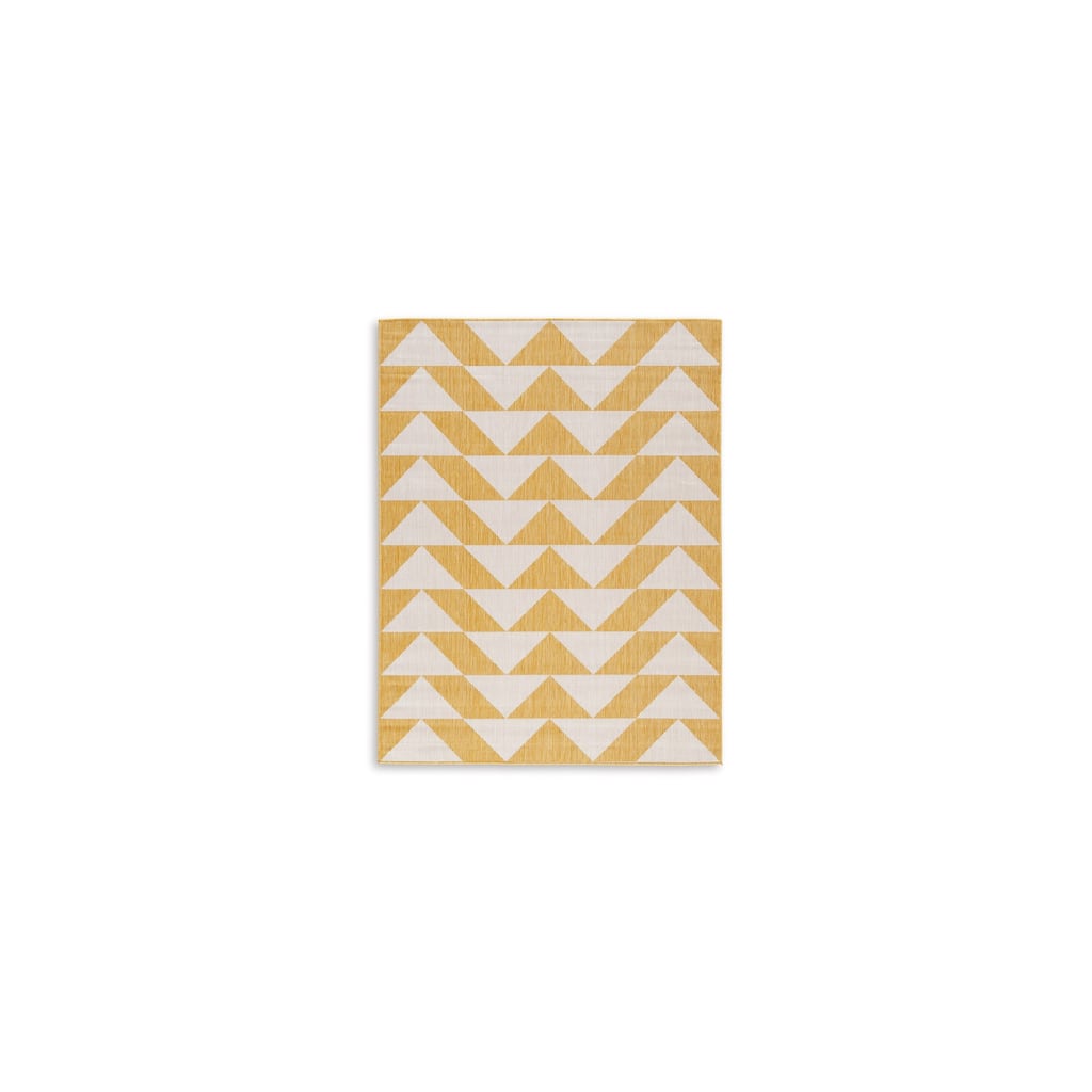 Hamley 5 x 7 Area Rug, Indoor Outdoor, Geometric Prints, Yellow, White - 5 x 7