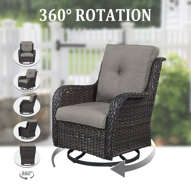 Outdoor Swivel Rocker Wicker Patio Chairs Set of 3