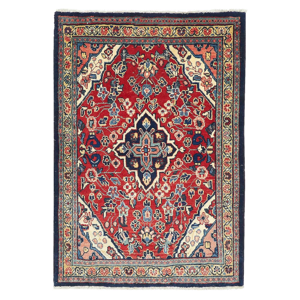 ECARPETGALLERY Hand-knotted Andelz Red Wool Rug - 3'5 x 4'10