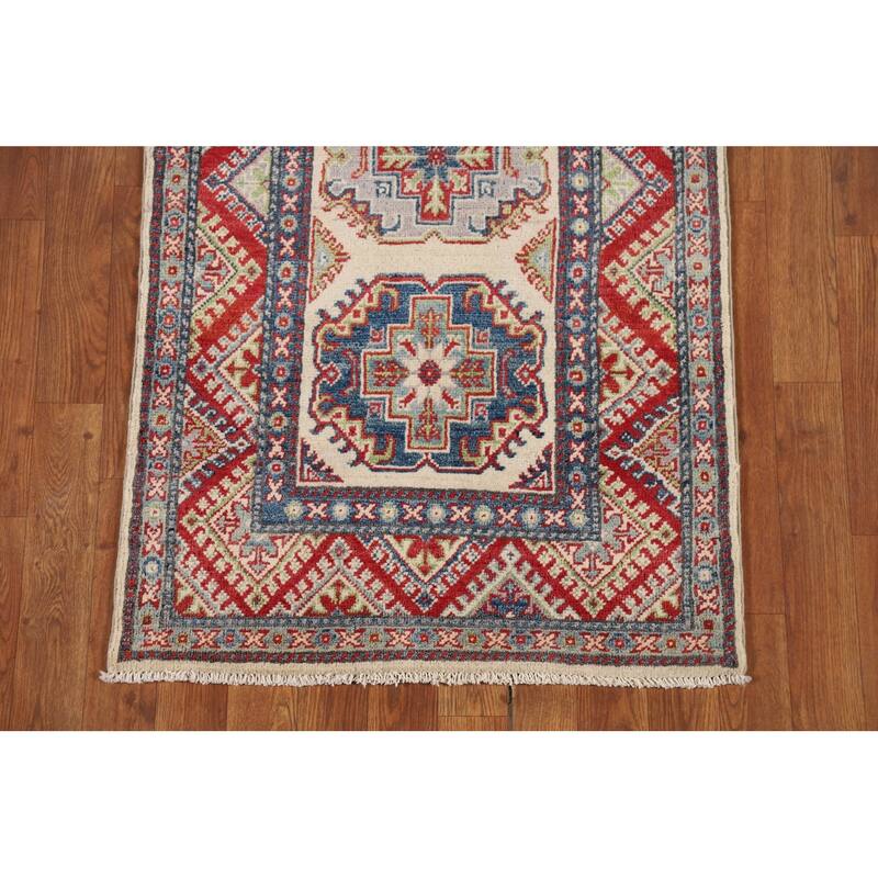 Kazak Runner Rug Hand-Knotted Wool Carpet - 2'5" x 15'2"