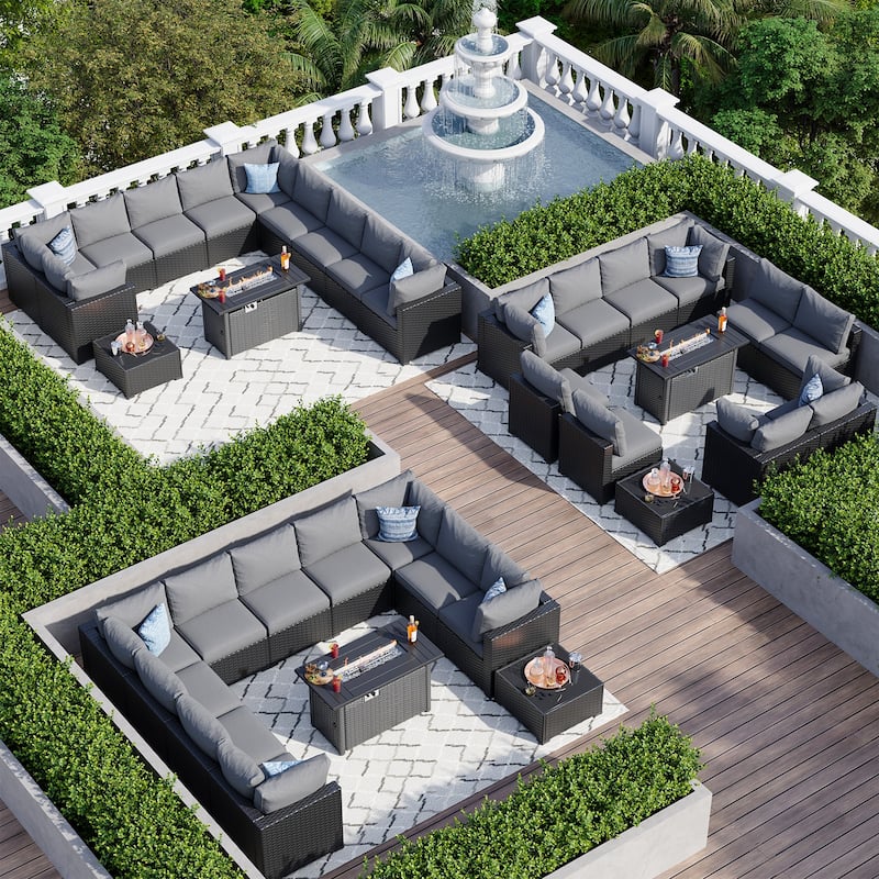 Wicker Rattan Patio Sectional Sofa Set