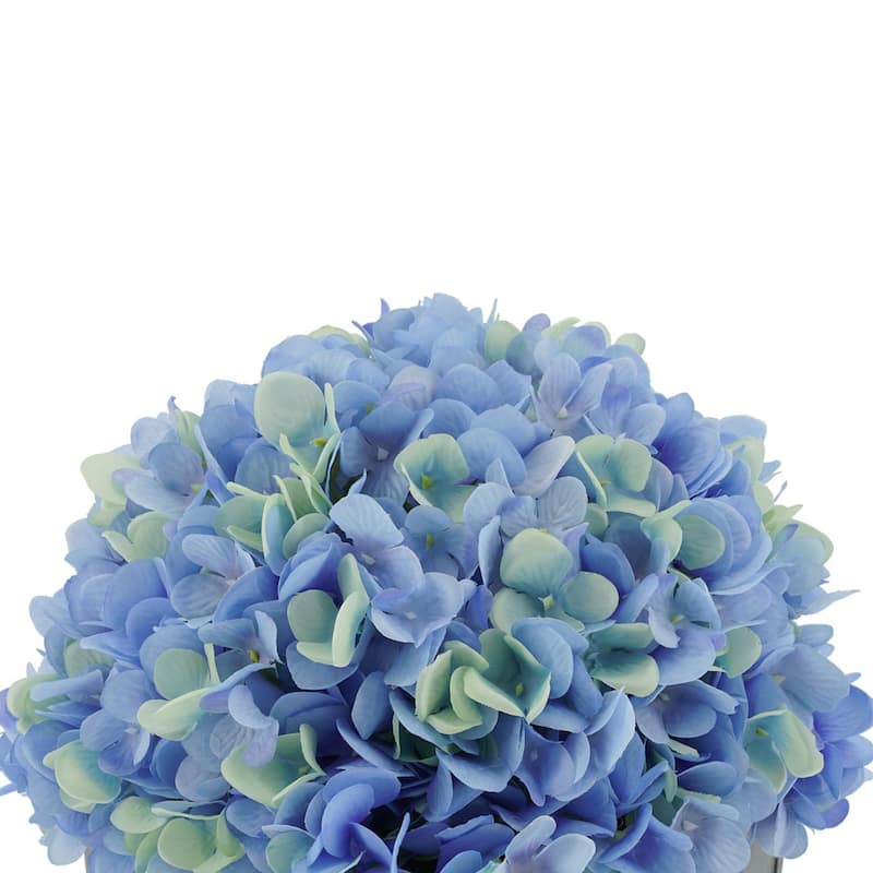 Faux Hydrangeas in Grey Wood Washed Ledge Planter
