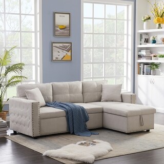 Reversible Sleeper Sectional Sofa with storage - Beige - Bed Bath ...