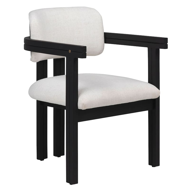 Natalie Polyester Blend Upholstered Dining Chair, Off-White/Black