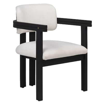 Natalie Polyester Blend Upholstered Dining Chair, Off-White/Black