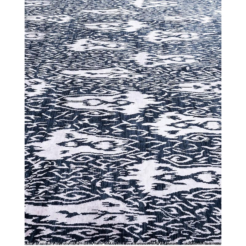 Ikat One-of-a-Kind Hand-Knotted Area Rug, Black - 8' 1" x 10' 4"