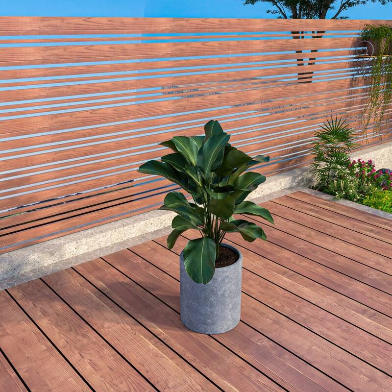 Tundra Series Round Fiberstone Planter - Modern 14"-30" Large Pot with Drainage - All-Weather Indoor/Outdoor Garden Planter