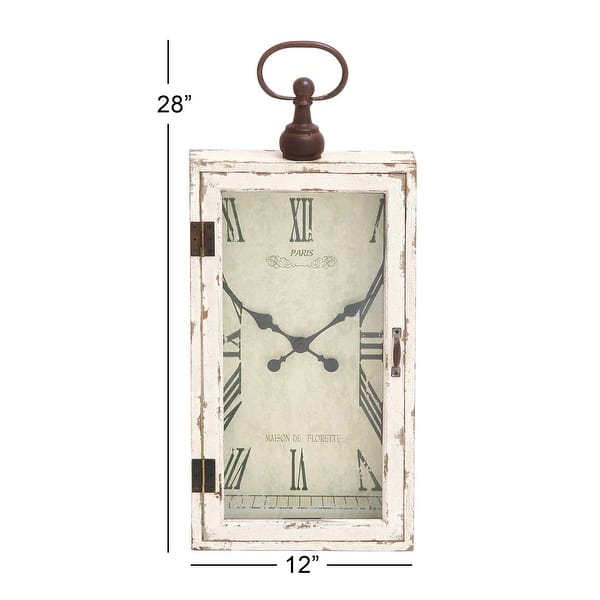 White Distressed Wood Vintage Traditional Farmhouse Wall Clock - Bed ...