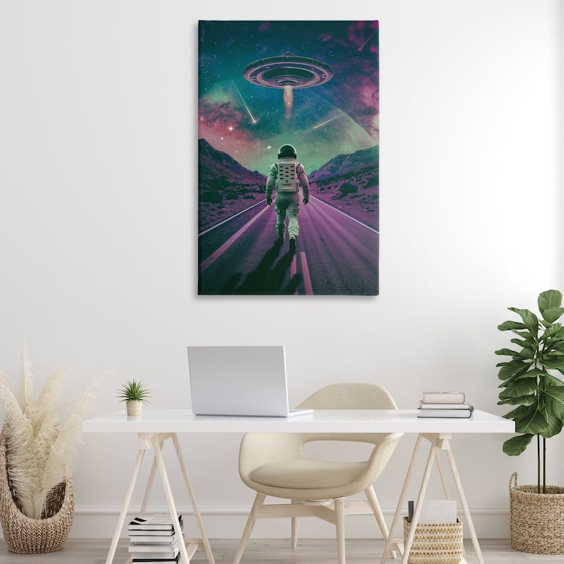 Stupell Alien Spaceship over Astronaut Canvas Wall Art Design By Wumples