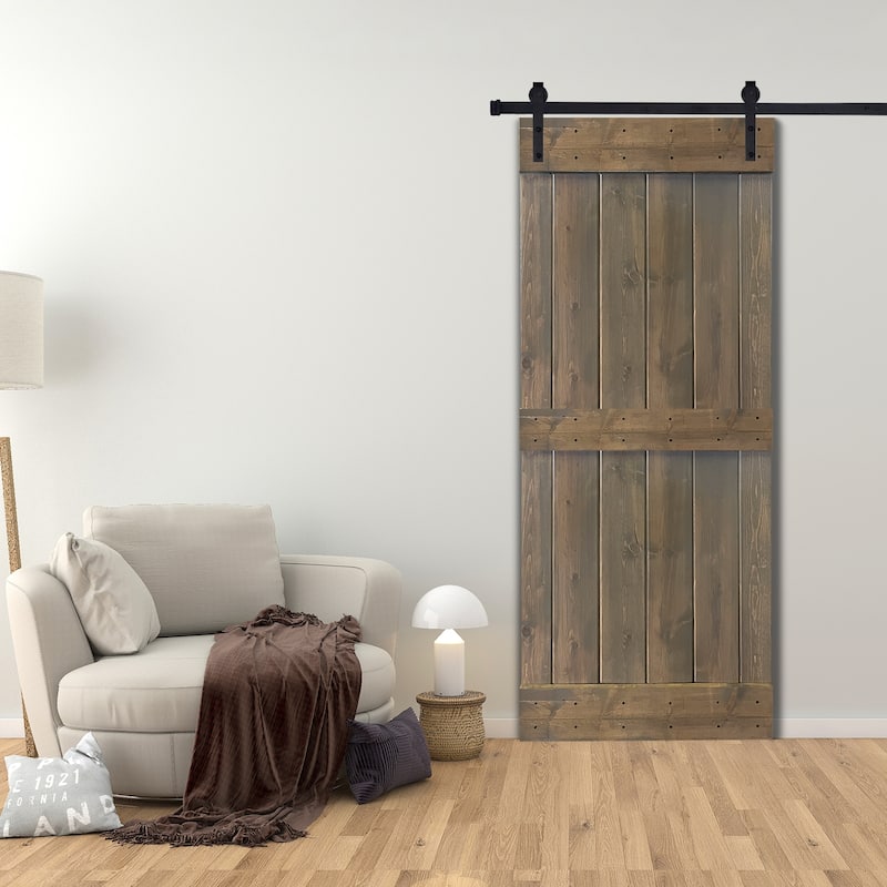 K1 Series Paneled Wood Barn Door with Installation Hardware Kit
