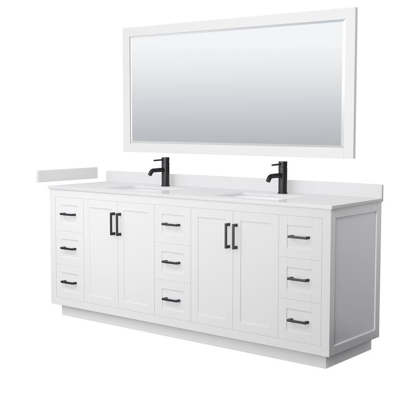 Miranda Double Vanity Set, Cultured Marble Top, 70-Inch Mirror