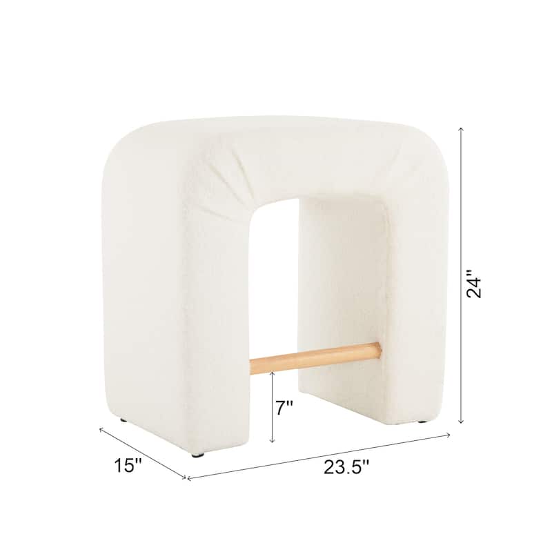 Set of 2 White Boucle Counter Stools, 24" Modern Accent Chairs for Kitchen Island & Dining