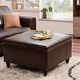 preview thumbnail 36 of 52, Leather Square Storage Ottoman for Living Room, Brown/ Black 30"W x 30"D x 18.1"H Brown