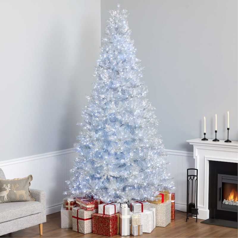 National Tree Company 10 ft. Pre-lit Artificial Christmas Crystal Pine Hinged Tree, 1250 RGB LED Lights- UL - 10 Foot