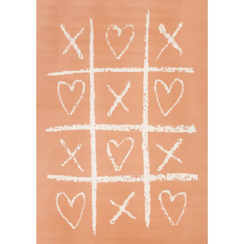 Forte Pink White XO Playing Board Area Rug