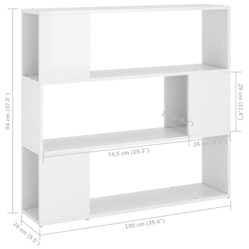 vidaXL Book Cabinet Room Divider High gloss white Engineered wood