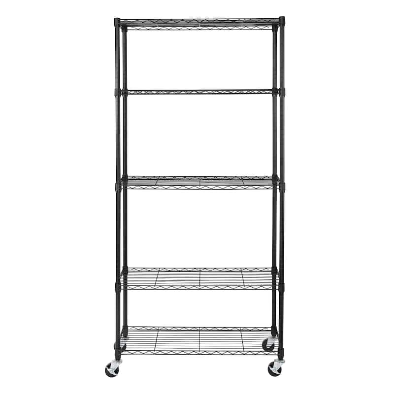 Seville Classics UltraDurable® 5-Tier NSF Steel Wire Shelving, 36" W x 14" D, Black - 36" W x 14" D