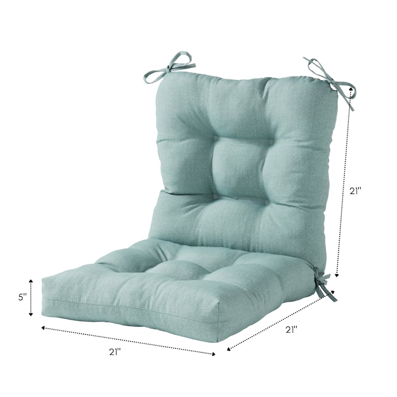 Outdoor 21 x 42-inch Heathered Solid Seat/Back Chair Cushion (Set of 2) (Cushions Only)