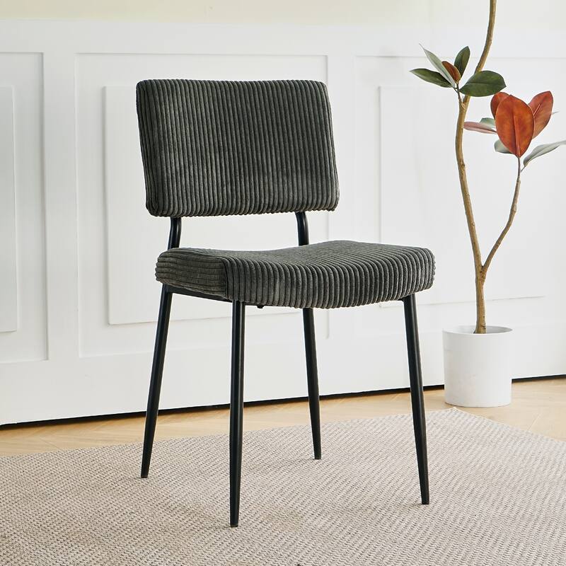 Set of 2 Fabric Dining Chair Grey Side Chair Accent Chairs with Back - Grey