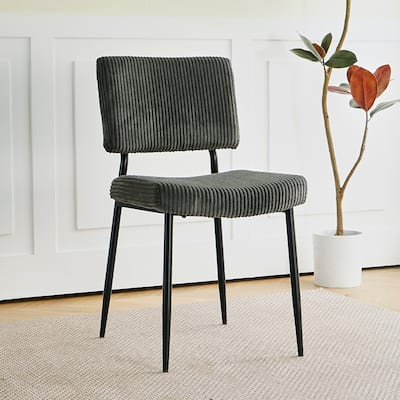 Set of 2 Fabric Dining Chair Grey Side Chair Accent Chairs with Back