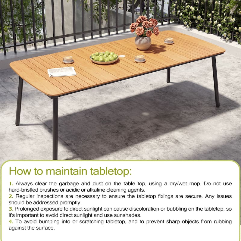 7/9PC Patio Dining Table Rectangular Aluminum Outdoor Table with Folding Chairs