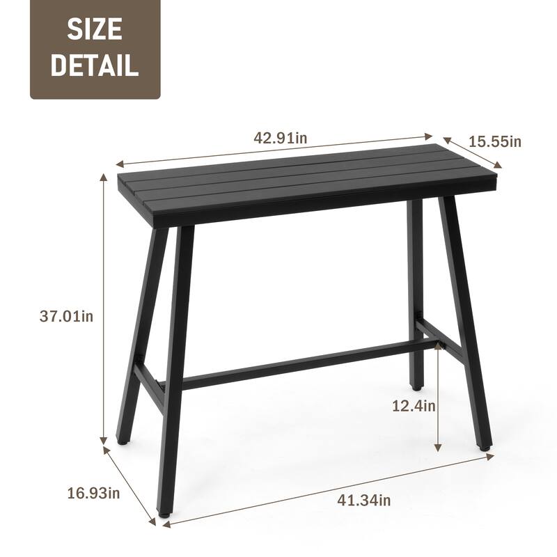 Pellebant Outdoor Bar Table Patio Rectangular