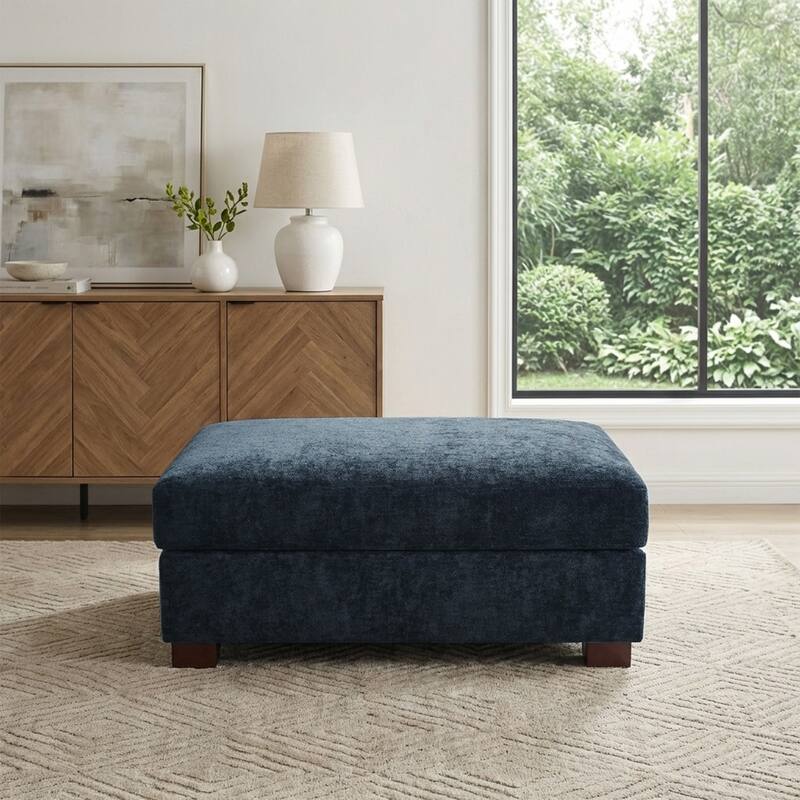 41" W Modern Rectangle Chenille Ottoman