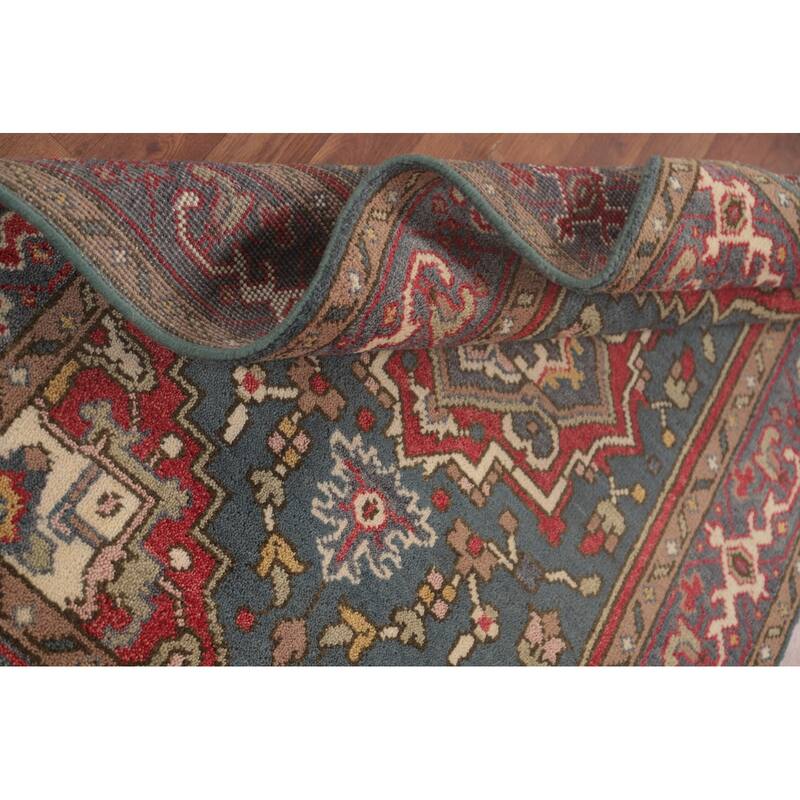 Geometric Heriz-Serapi Oriental Foyer Rug Hand-Knotted Wool Carpet - 3'10" x 5'9"