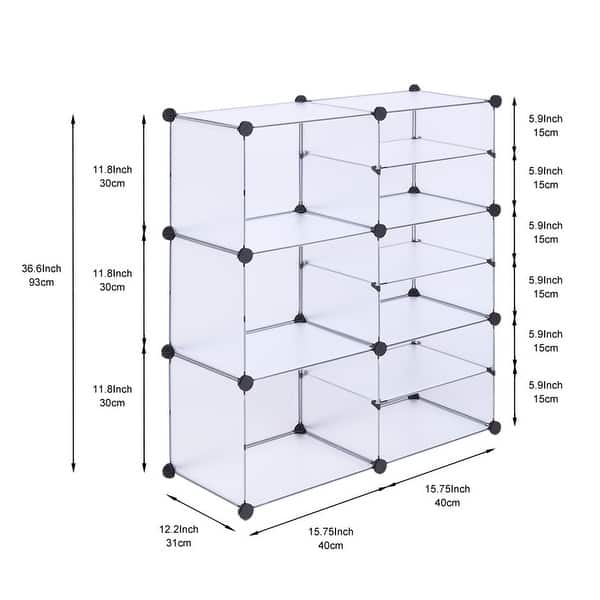 dimension image slide 5 of 6, Portable Shoe Rack Organizer 66-72 Pair Tower Shelf Storage Cabinet