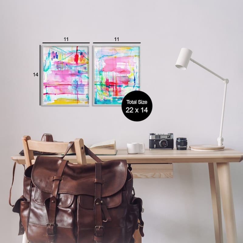 Stupell Vibrant Chaos Abstractions Framed Giclee Art Design By Gemma Bardot (Set of 2)